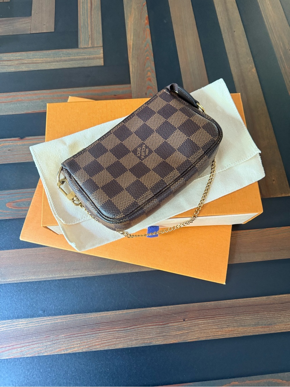 Louis Vuitton Mini Pochette Accessories in Damier Ebene